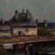 Oil on panel marine scene signed 20th century gilt leaf frame