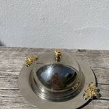 Silver-plated metal butter dish with knots