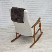 1970s, Scandinavian design, high-backed rocking chair, reupholstered.