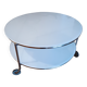 Table basse STRIND par Ehlen Johansson pour IKEA, verre opalin et chrome