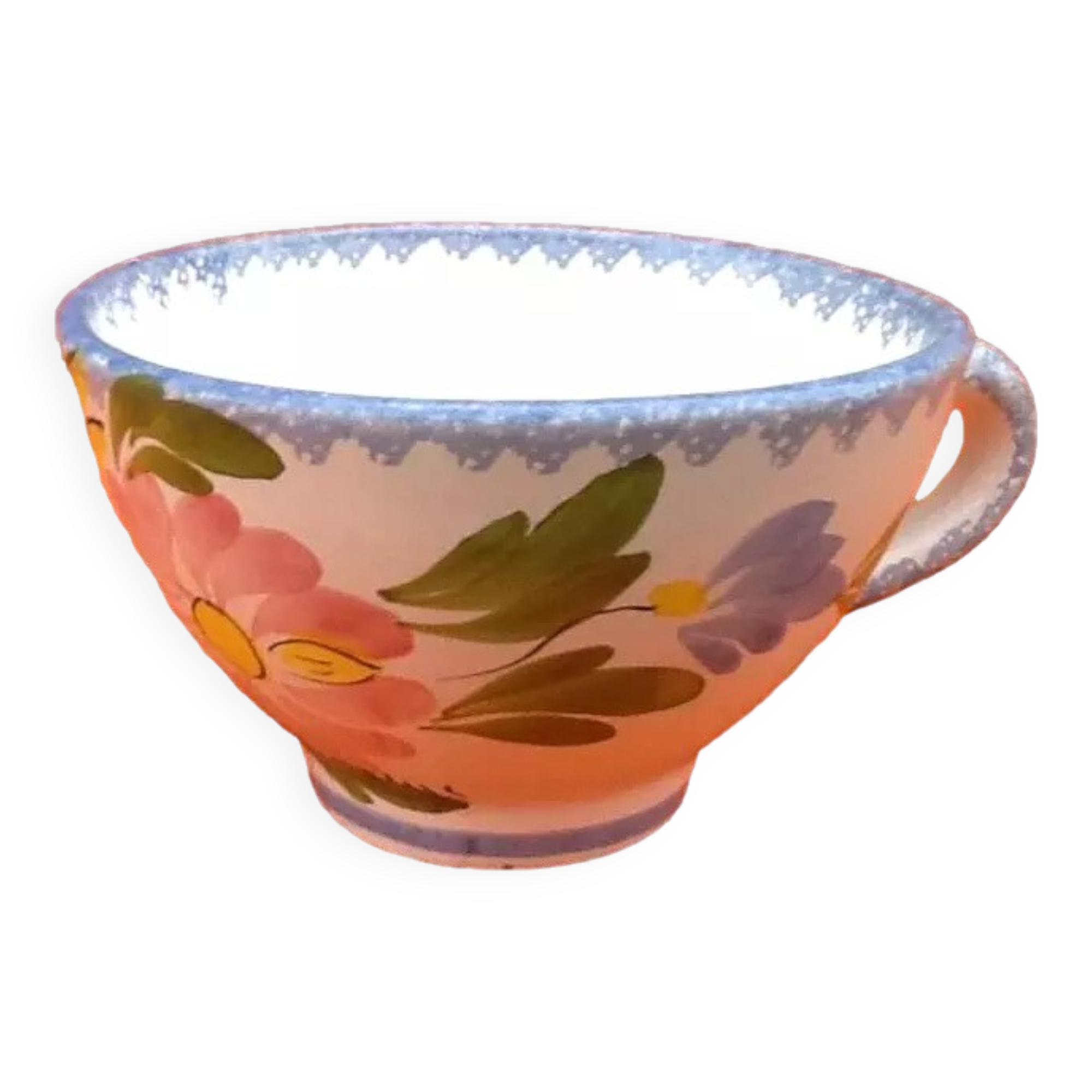 Quimper Keraluc France floral decorated cider bowl cup