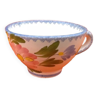 Quimper Keraluc France floral decorated cider bowl cup