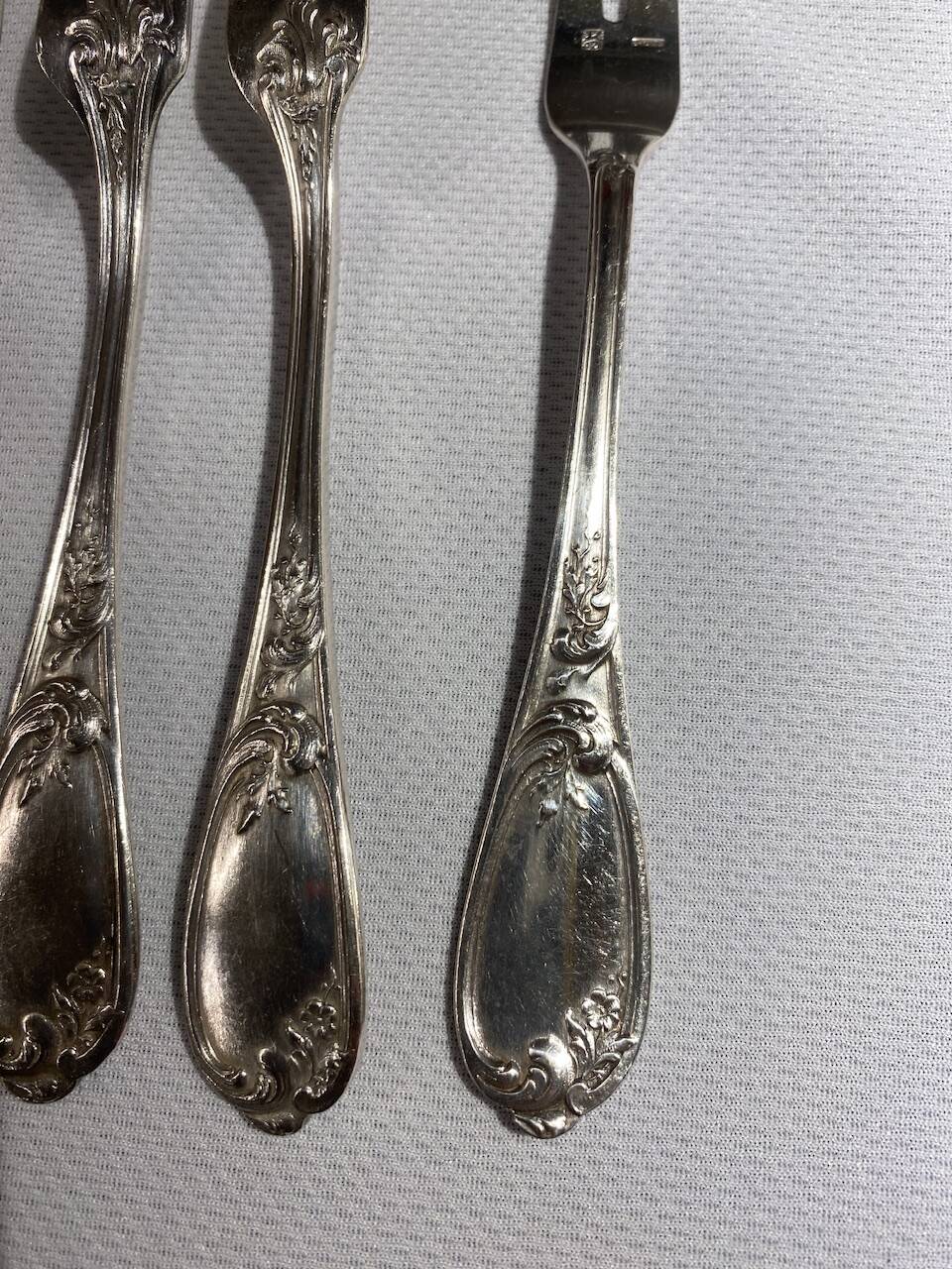 10 snail forks, rocaille model, Ercuis brand