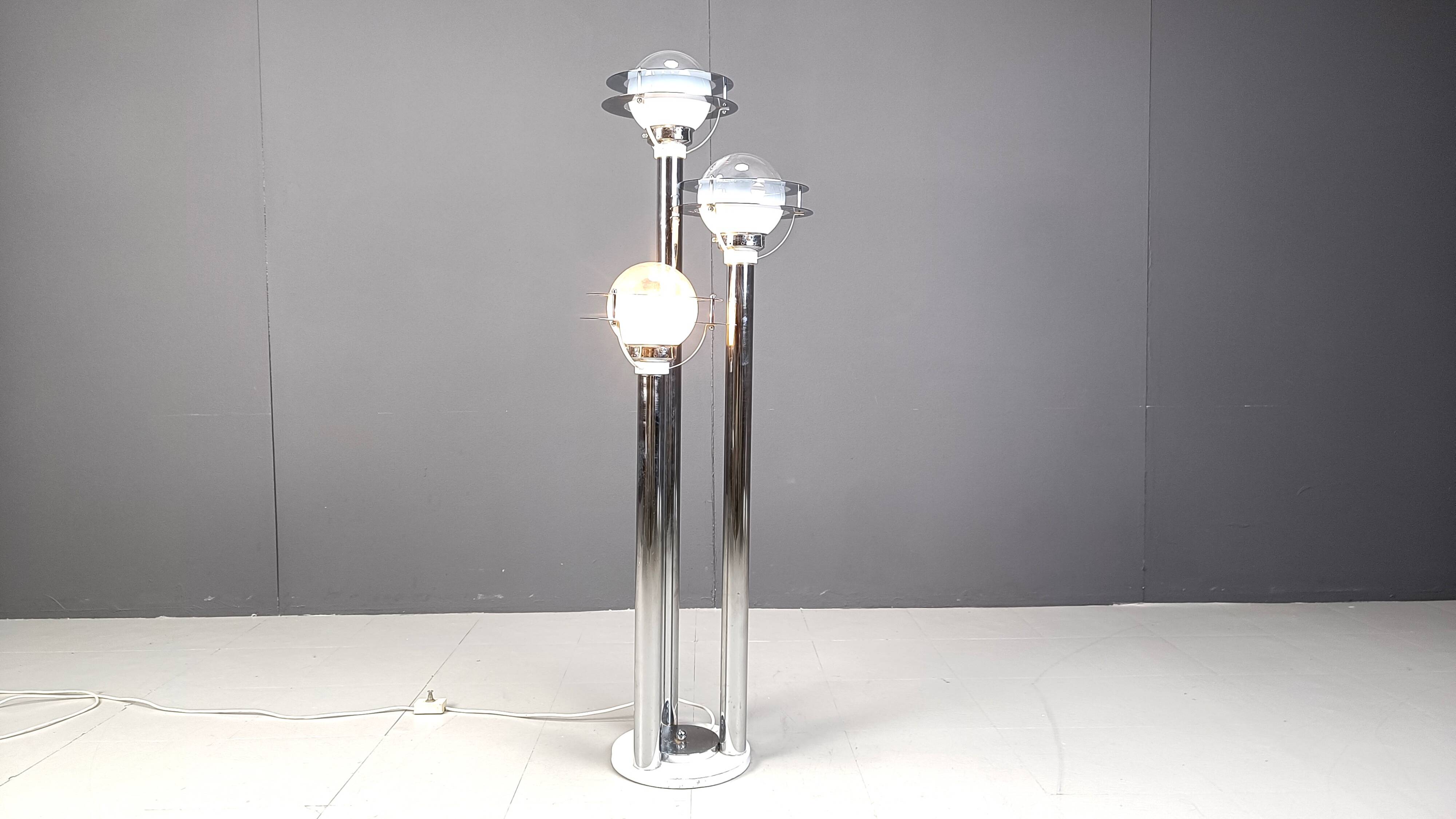 Space age chromed and glass floor lamp, 1970s