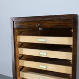 1950s Tambour Office Wooden Cabinet
