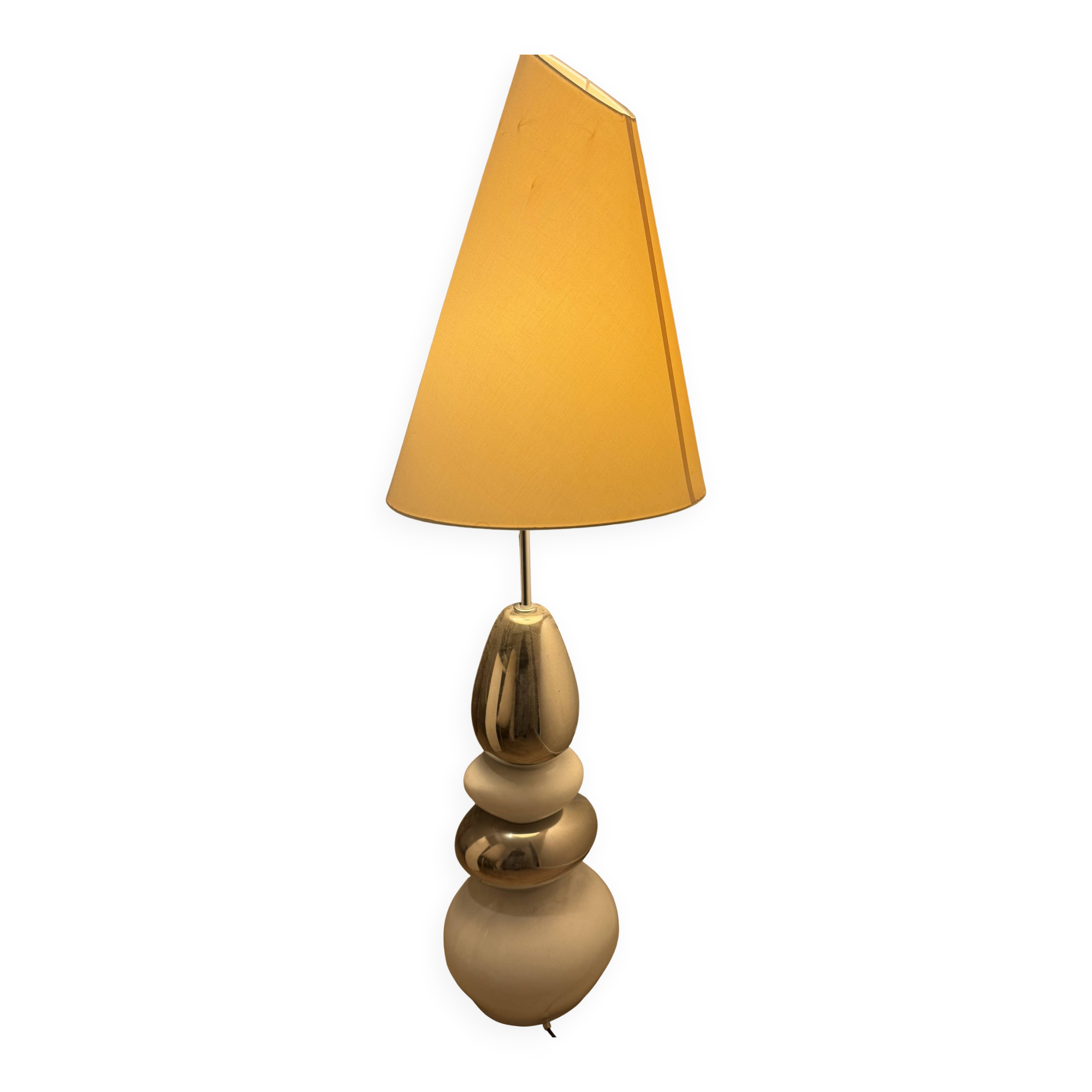 Contemporary design floor lamp in opaline glass and chrome metal