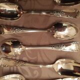 12 teaspoons, floral pattern with lily of the valley, silver metal