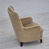 1970s, Danish highback armchair, original condition, furniture velour.