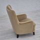 Fauteuil à dossier haut danois des années 1970, état d'origine, mobilier en velours.