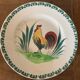 Two collection plates hand-painted rooster pattern signed fab Quimper and wolf mill hamage