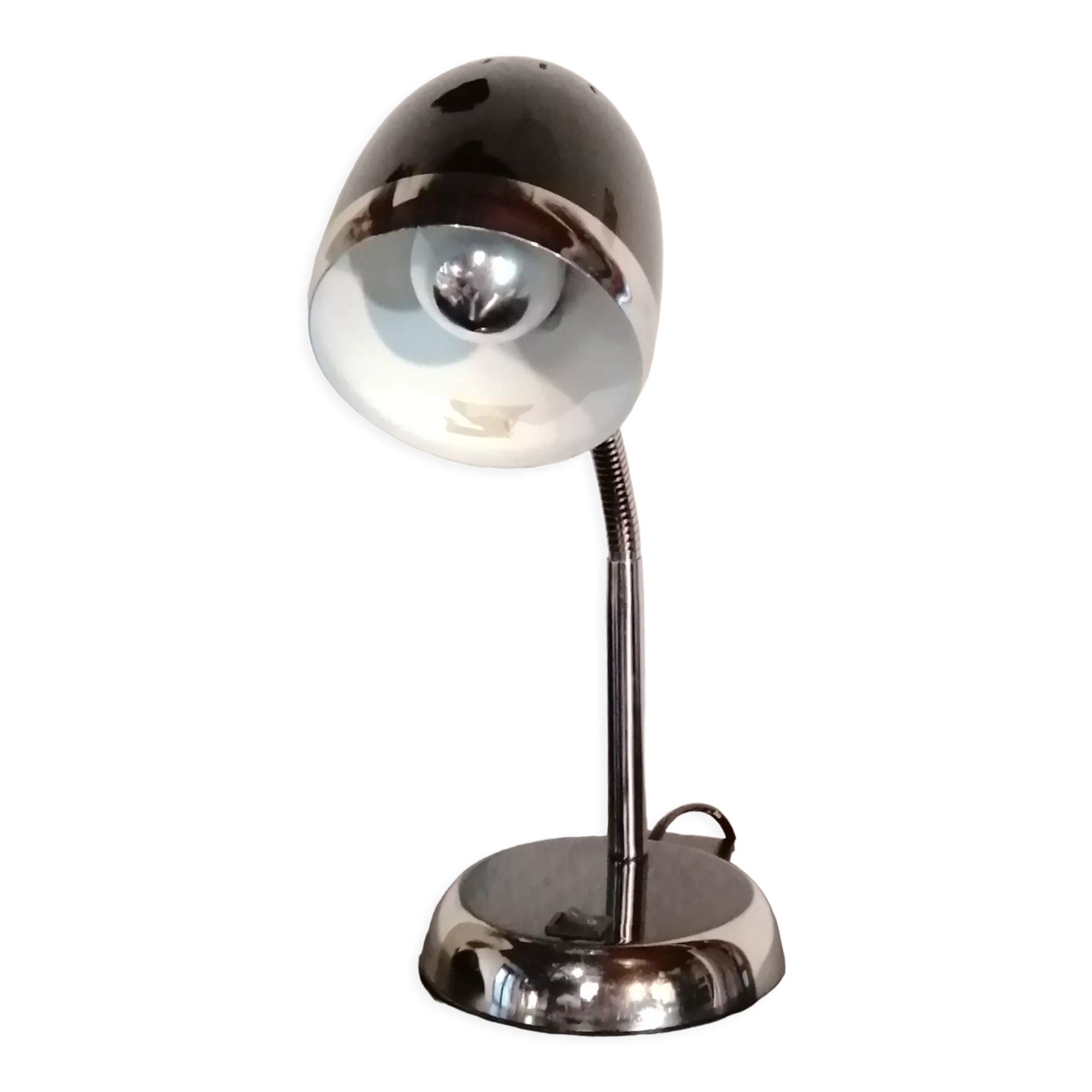 Black and chrome desk lamp in vintage metal