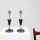 Empire Style Bronze and Ceramic Candlesticks, France, 1870s, Set of 2