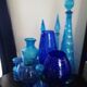 Italian vase in engraved blue glass