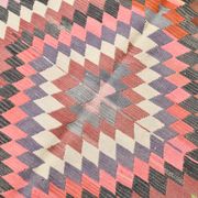 5x8 Red & Pink Handmade Geometric Kilim Area Rug, 160x238Cm