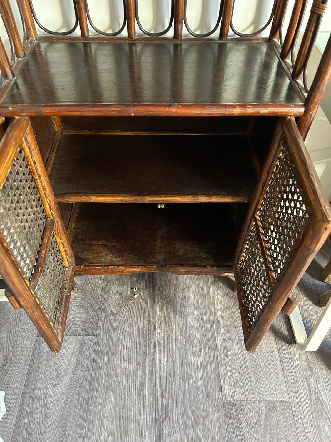 Rattan shelf / bookcase with cabinet