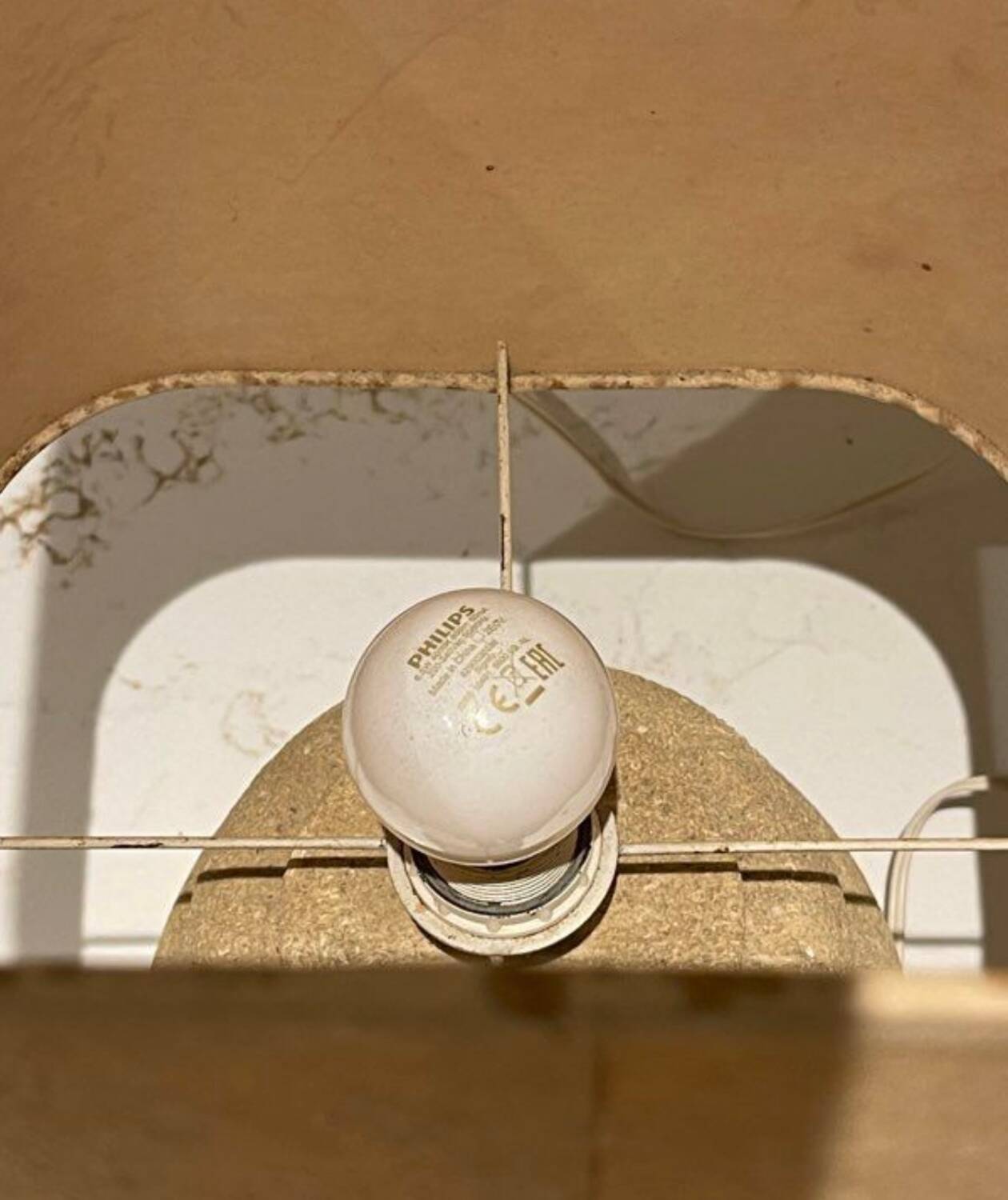 Vintage lamp with a stone base, herbarium lampshade.