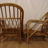 Pair of Audoux Minnet rattan armchairs