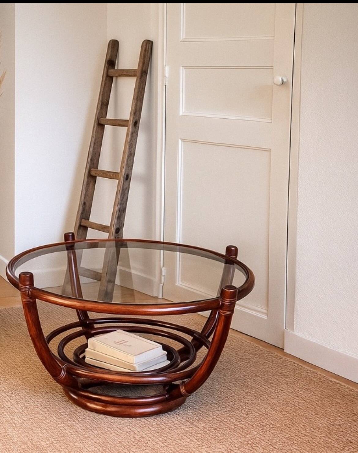 Curved rattan coffee table