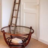 Curved rattan coffee table