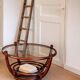 Curved rattan coffee table
