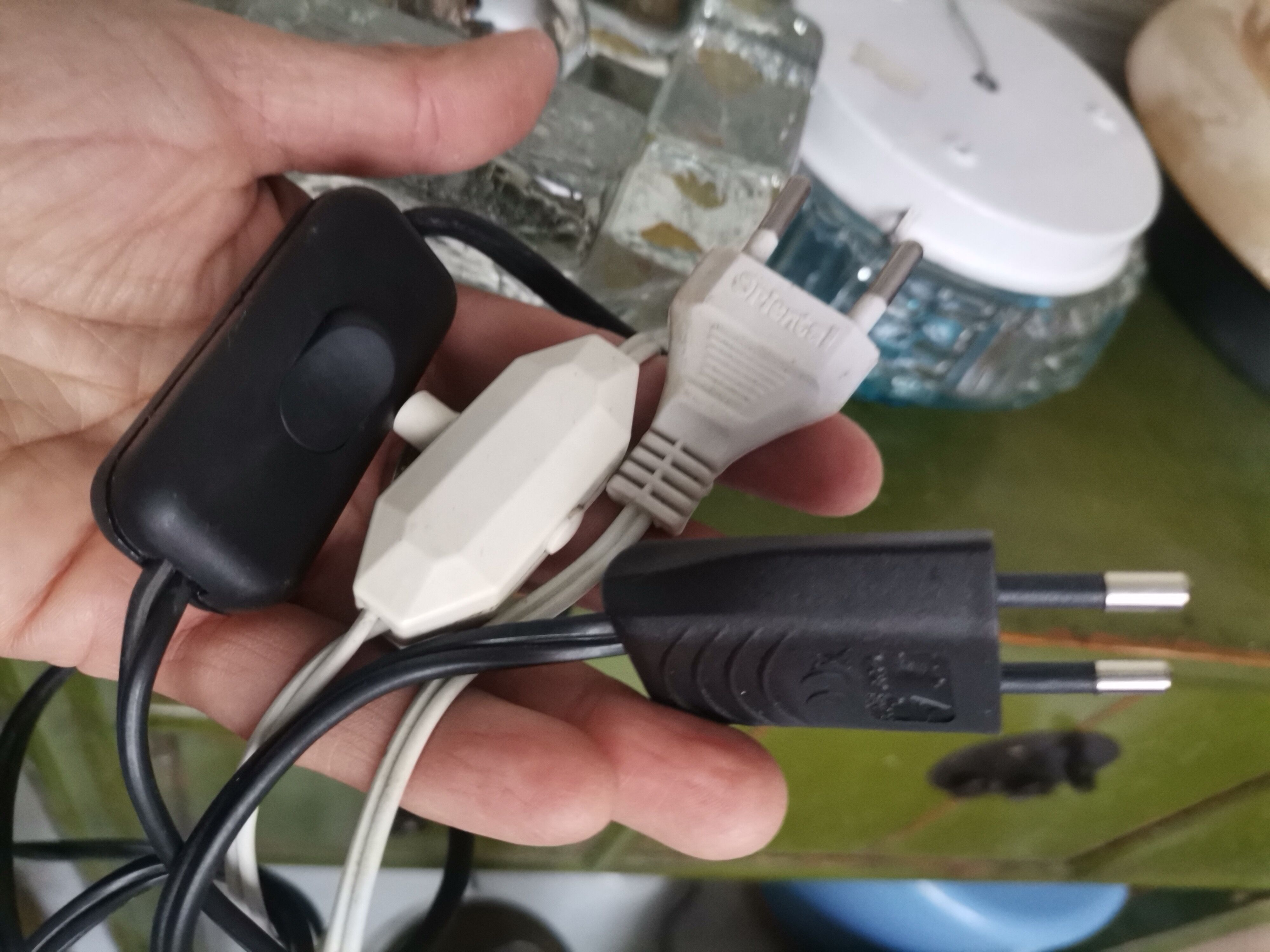 Brutalist solid bubble glass clear and red table lamps 1960s, set of 2