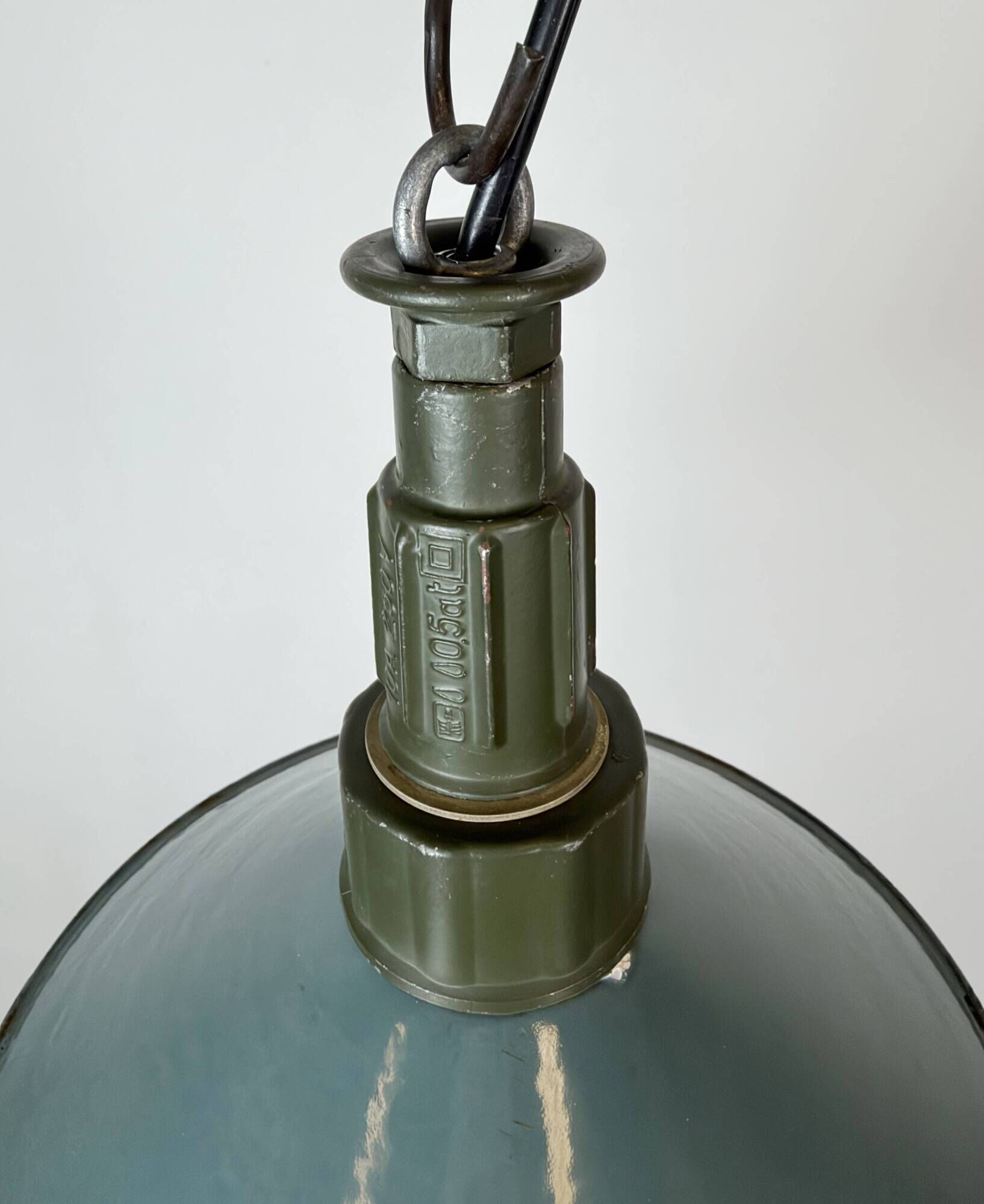 Industrial Petrol Enamel Military Pendant Lamp with Cast Aluminium Top