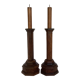Pair of old candlesticks pic wooden candle