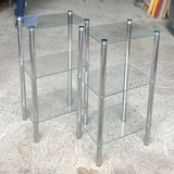 2 vintage 1980 rectangular sofa ends 3 translucent trays round tube
