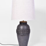Black ceramic vegetable pattern lamp, 1930s.
