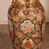 Chinese Enamelled Porcelain Vase with Polychrome Decoration - on Pedestals