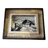 Carved and painted alpine tableau