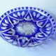 Bohemian crystal glass bowl - cobalt blue  hand cut to clear engraved glass