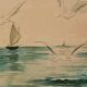 watercolor circa 1900 view of the Arcachon Basin by Raoul Dosque