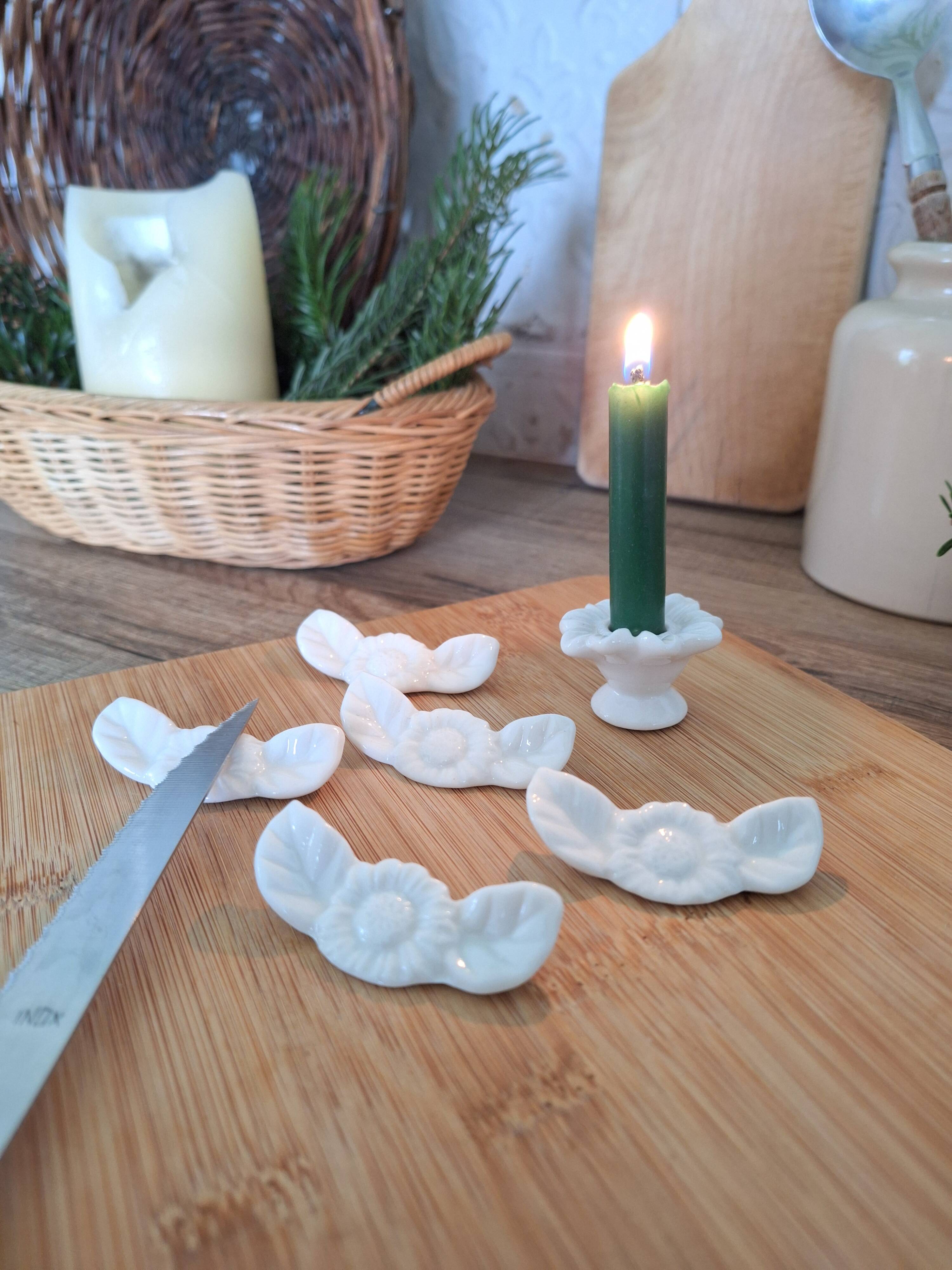 Porte couteau blanc en porcelaine