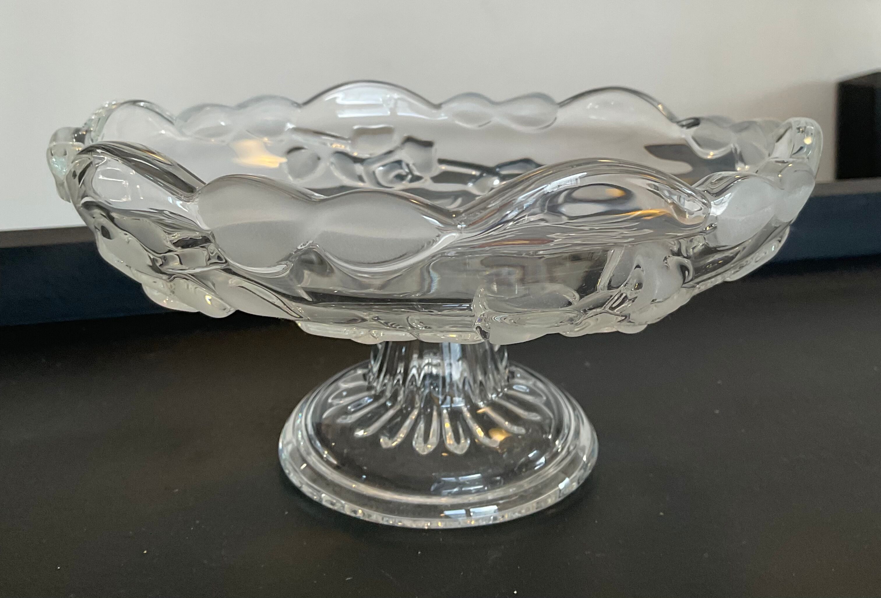 Empty vintage stand pocket in molded glass Germany