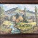 Antique painting of a mountain landscape with river and sheep signed