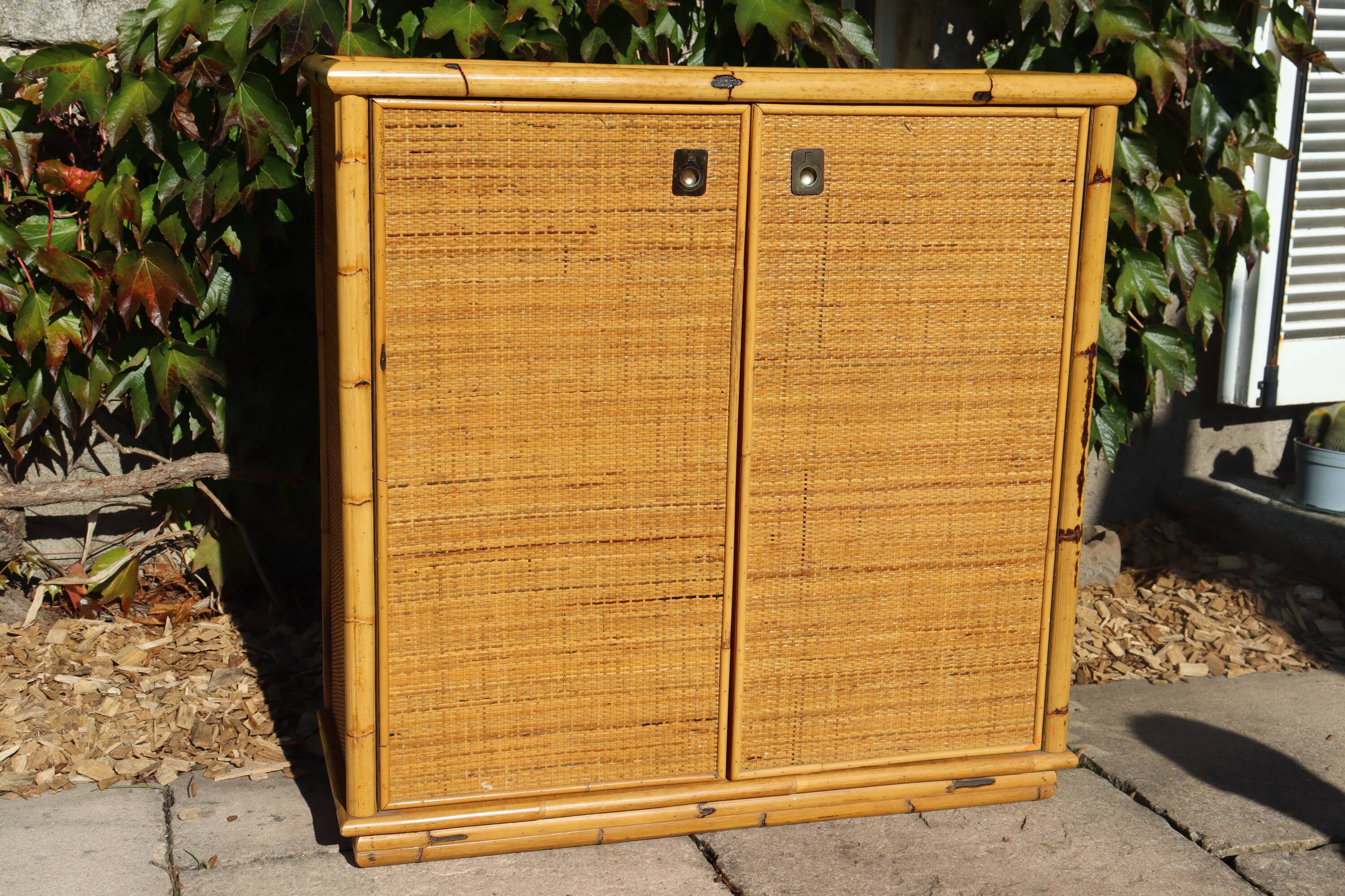 Two-door rattan sideboard by Dal Vera 1970