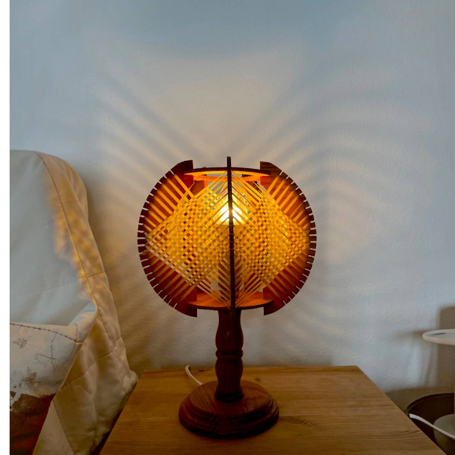 Pair of mid century wooden table lamps