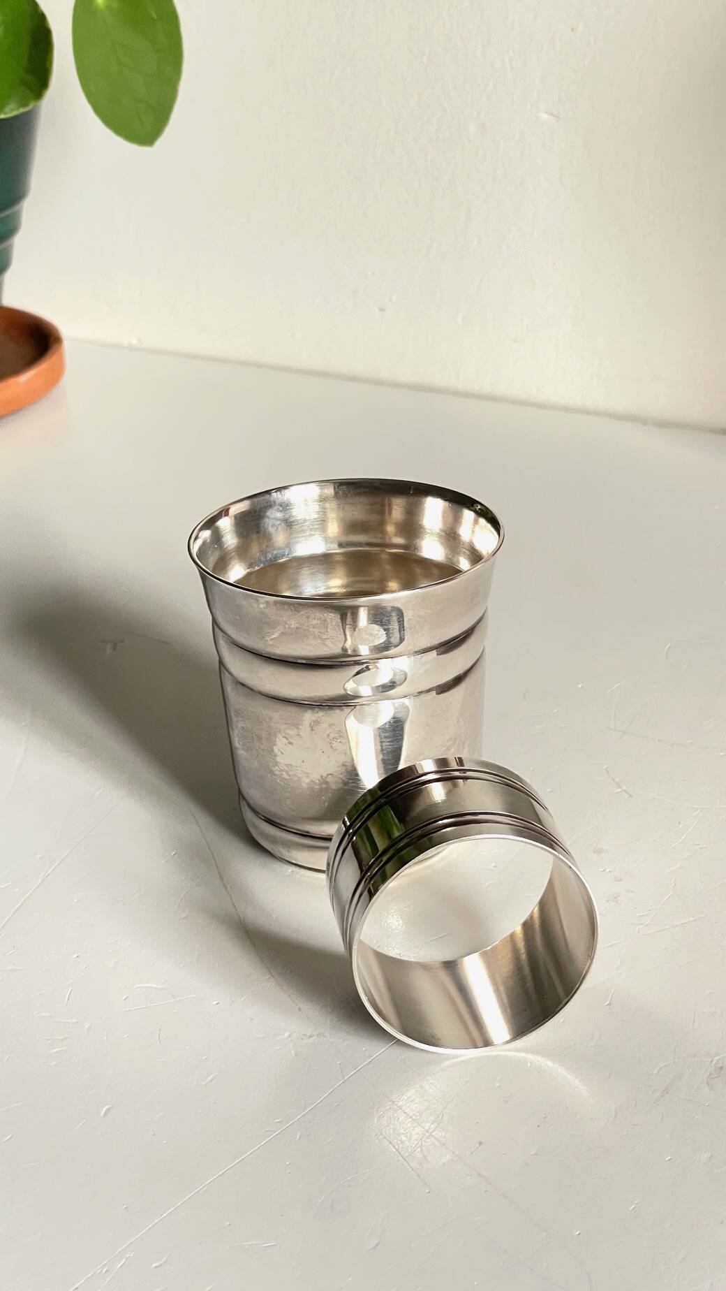 Silver-plated glass and napkin ring by UDNER