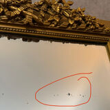 Large antique mirror in wood and gilded stucco, 19th century