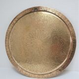 Solid brass tray signed oriental vintage