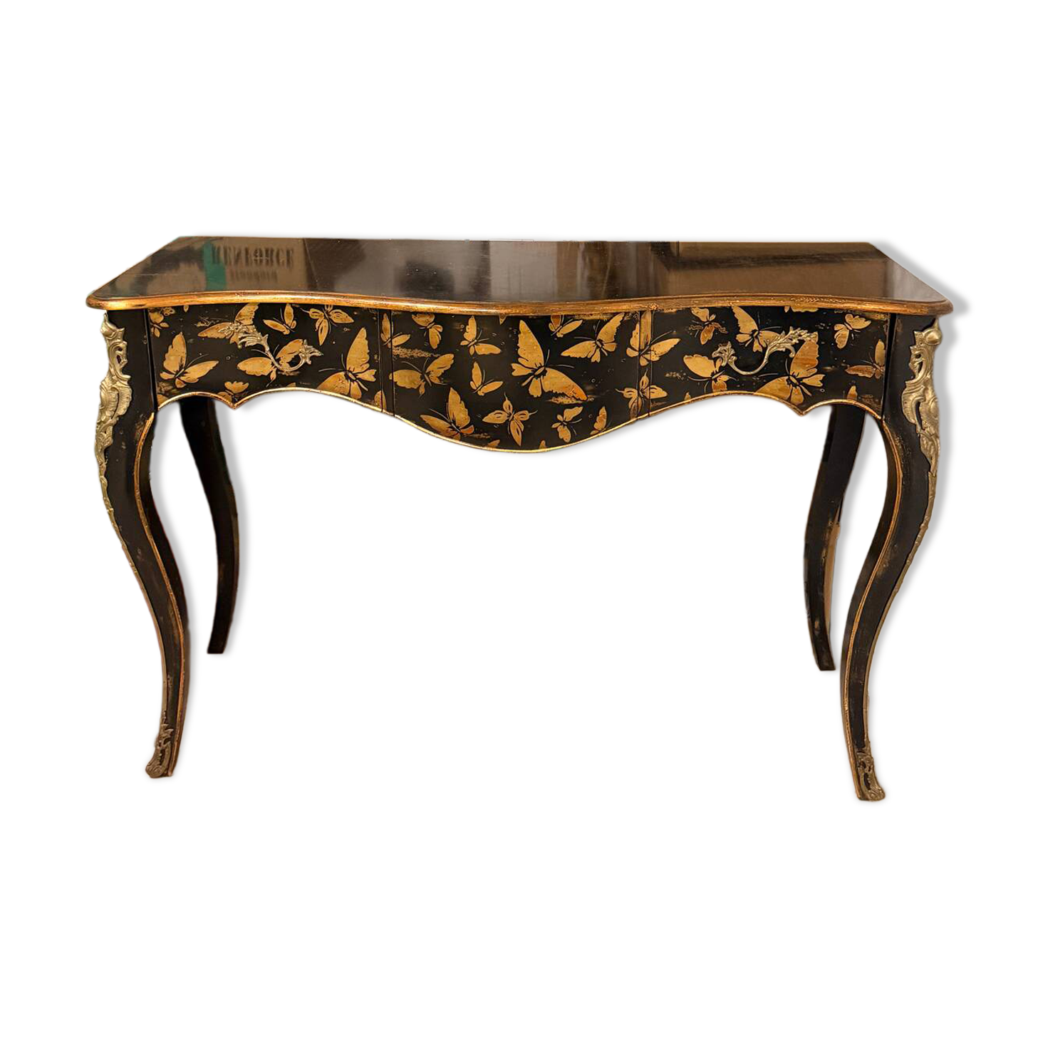 Wooden console painted with butterflies