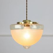 Mid-century Italian Brass and Glass Pendant Lamps, set of 2