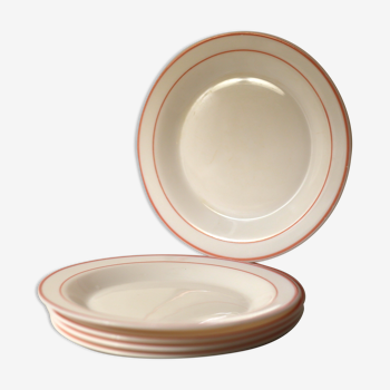 Pink and white striped dessert plate - Arcopal