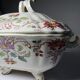 Antique Longchamp soup tureen/vegetable dish with polychrome daisies in ironstone.