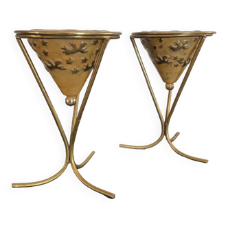 Pair of brass candlesticks from the 1950s