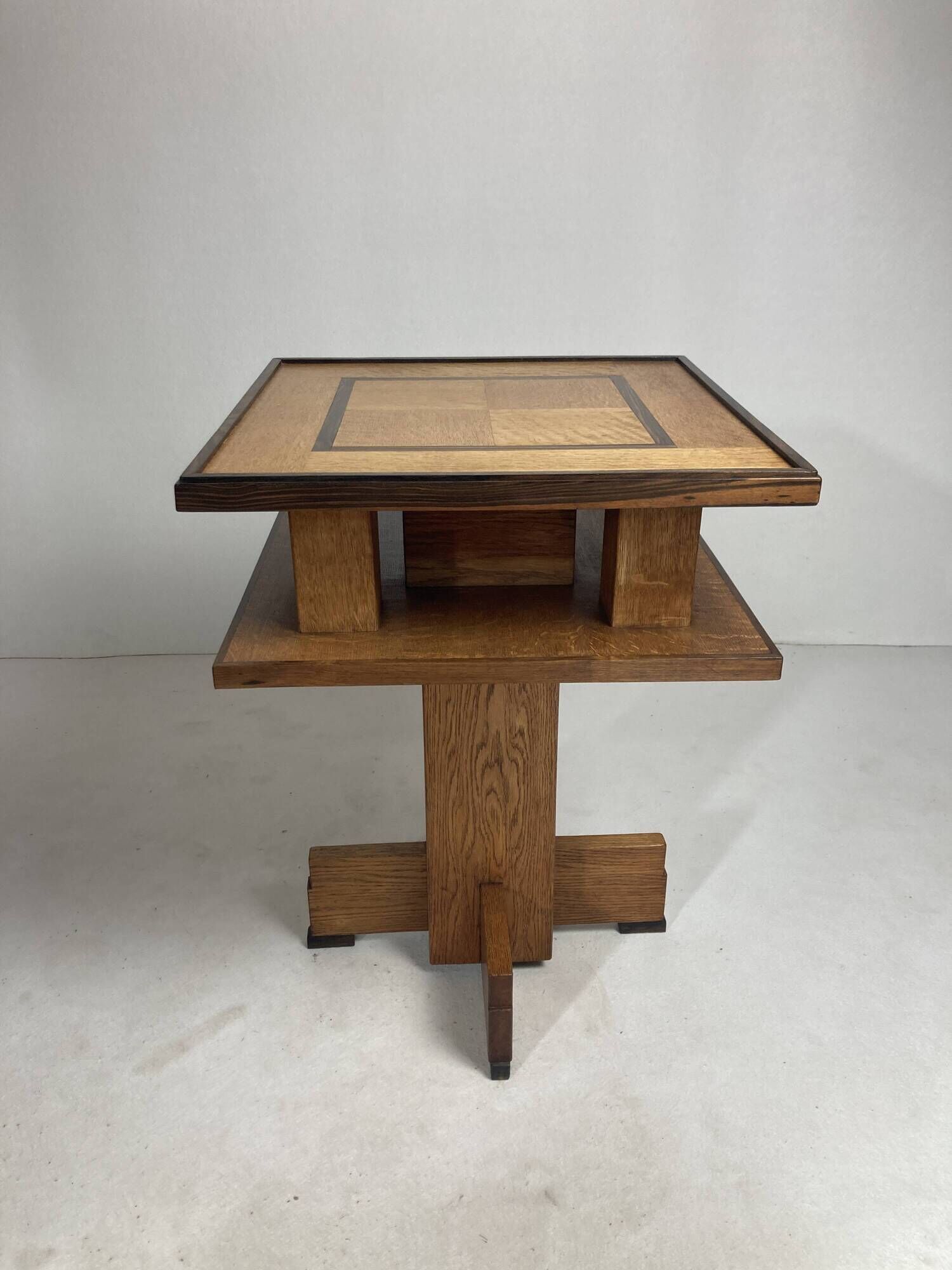 Dutch art deco Amsterdam school oak and coromandel side table, 1930s
