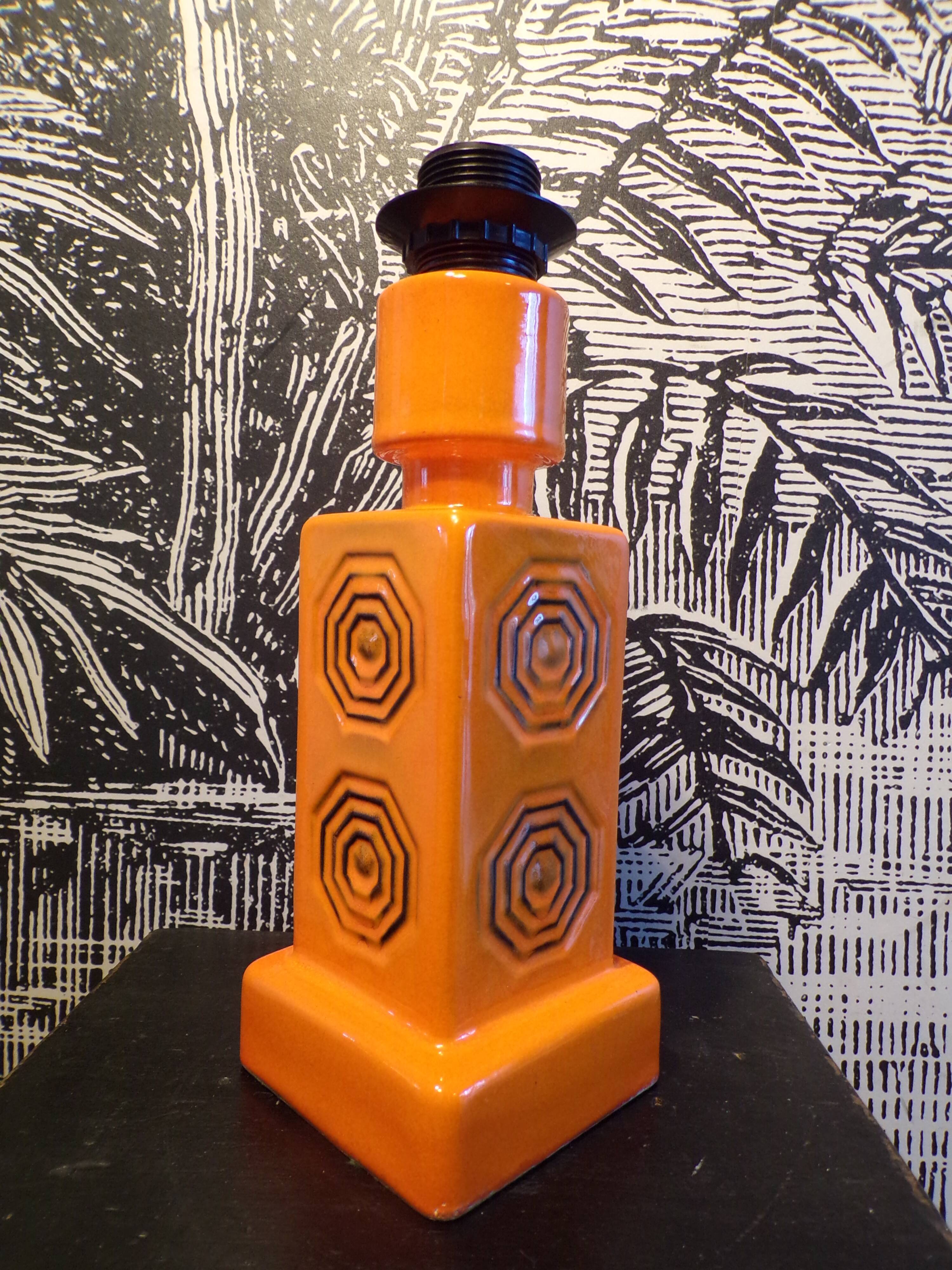 Lampe céramique orange 1970