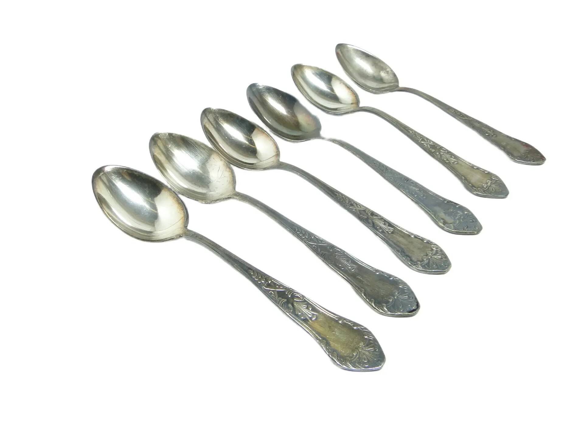 Aleksandria tea spoon set, Baroque, silver-plated brass, Poland, 1970s.