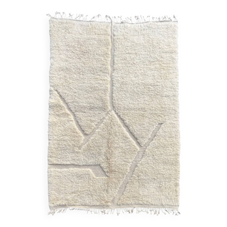 Tapis berbere beni m'rirt blanc en laine